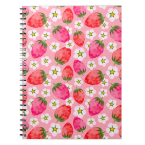 Strawberry & florals pattern notebook