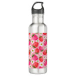 Strawberry &amp; florals pattern stainless steel water bottle
