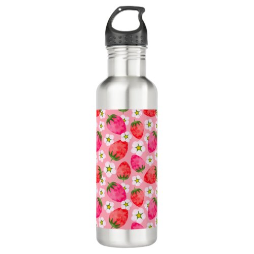 Strawberry  florals pattern stainless steel water bottle