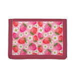 Strawberry &amp; florals pattern trifold wallet