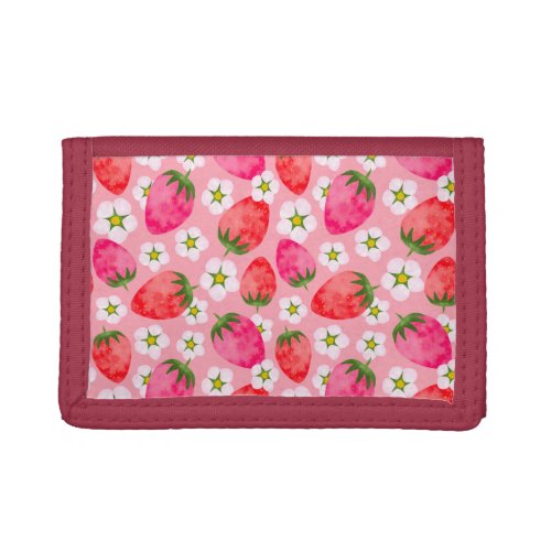 Strawberry  florals pattern trifold wallet
