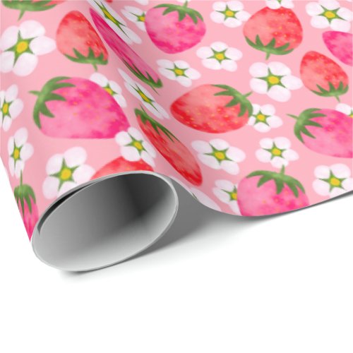 Strawberry  florals pattern wrapping paper