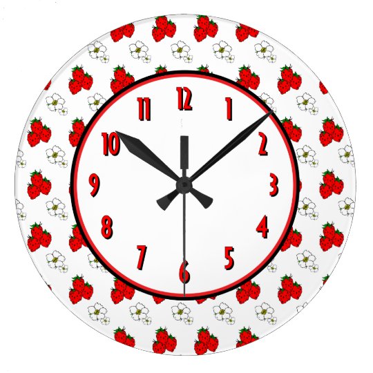 Strawberry Flower Retro Kitchen Wall Clock Zazzle