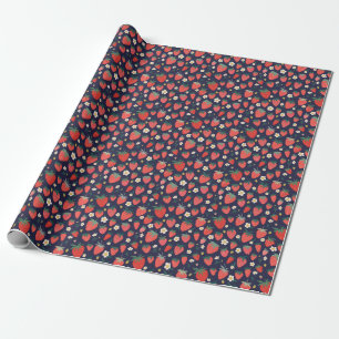 Strawberry Flowers & Fruits: Decorative Pattern Wrapping Paper