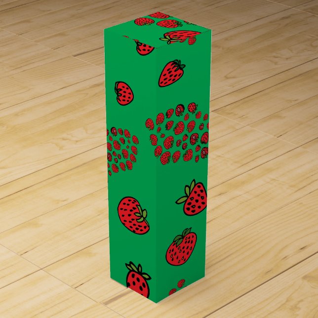 strawberry flowers on green wine box (Front)