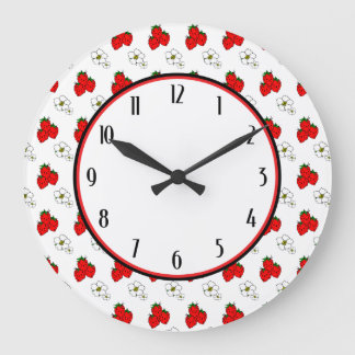 Strawberry Flowers Retro Kitchen Wall Clock
