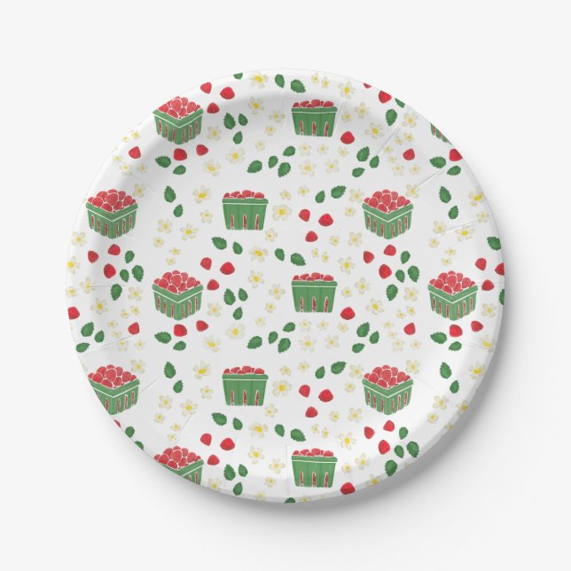 Strawberry Flowers Strawberry Fields Berry First Paper Plates (Front)