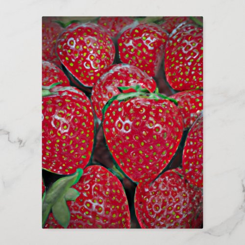 Strawberry Foil Holiday Postcard