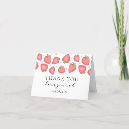 Strawberry Folded Thank You Card Berry Much