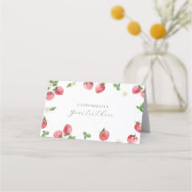 Strawberry Food Label Place Card Tent Card