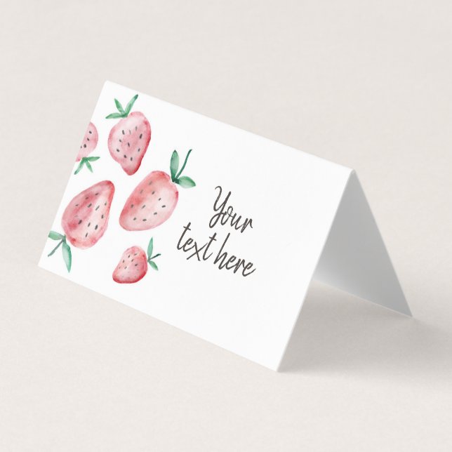 Strawberry Food Label Tent Berry Sweet Birthday Bu Business Card (Front)