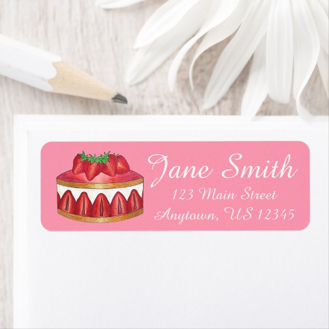 Strawberry Fraisier Cake French Pastry Chef Bakery Label (Insitu)