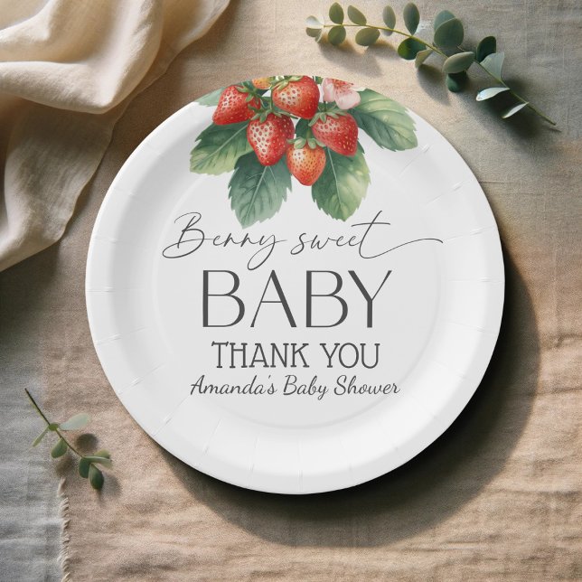 Strawberry Fresh Market Berry Sweet Baby Shower Paper Plates (Creator Uploaded)