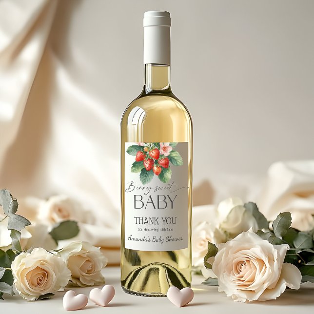 Strawberry Fresh Market Berry Sweet Baby Shower Wine Label (Creator Uploaded)
