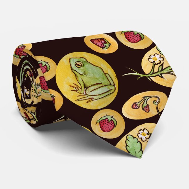Strawberry Frogs Forever Neck Tie (Rolled)