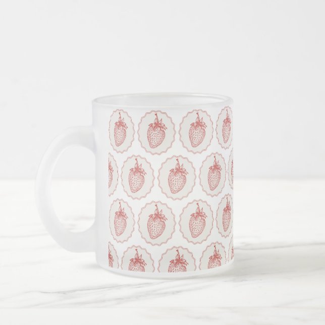 Strawberry Frosted Glass Coffee Mug (Left)