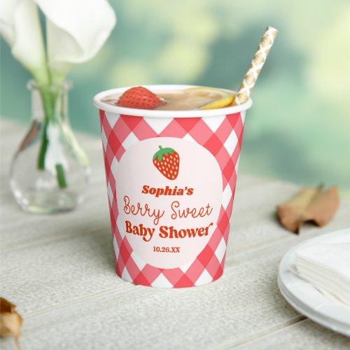 Strawberry Fruit A Berry Sweet Baby Shower Paper Cups