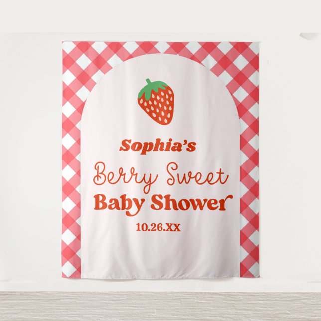 Strawberry Fruit A Berry Sweet Baby Shower Tapestry (Front)