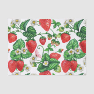 Strawberry Fruit and Strawberry Blossom Vibrant Tissue Paper