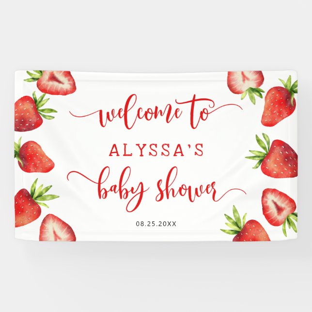 Strawberry Fruit Baby Shower Banner (Horizontal)