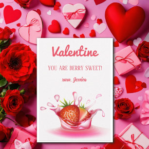 Strawberry Fruit Berry Sweet Valentines Day Note Card