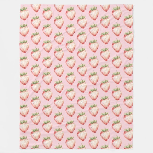 Strawberry Fruit Birthday Fleece Blanket (Front)