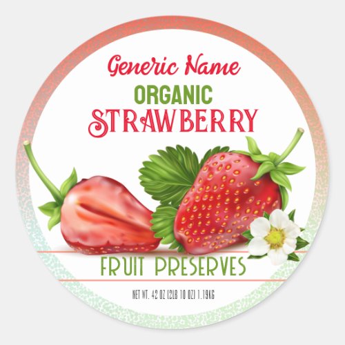 Strawberry Fruit Canning Classic Round Sticker