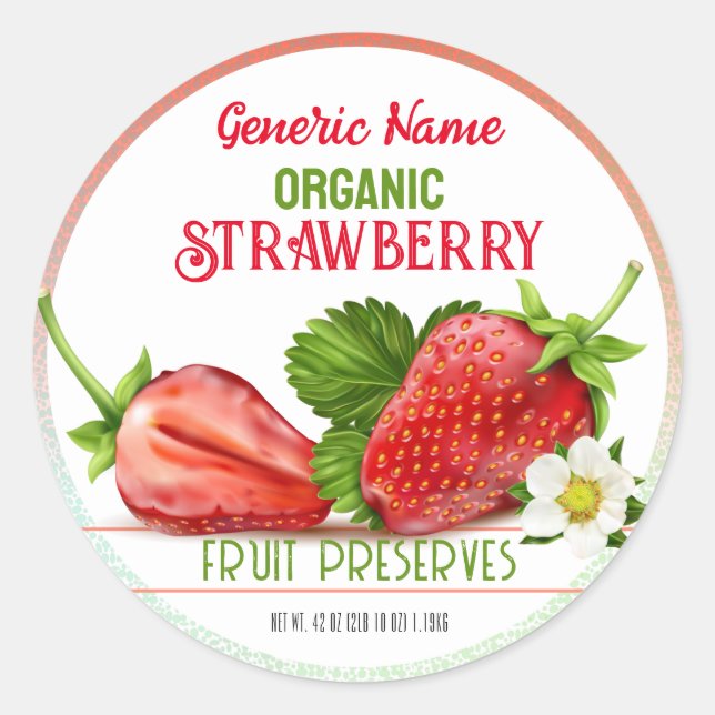 Strawberry Fruit Canning Classic Round Sticker (Front)