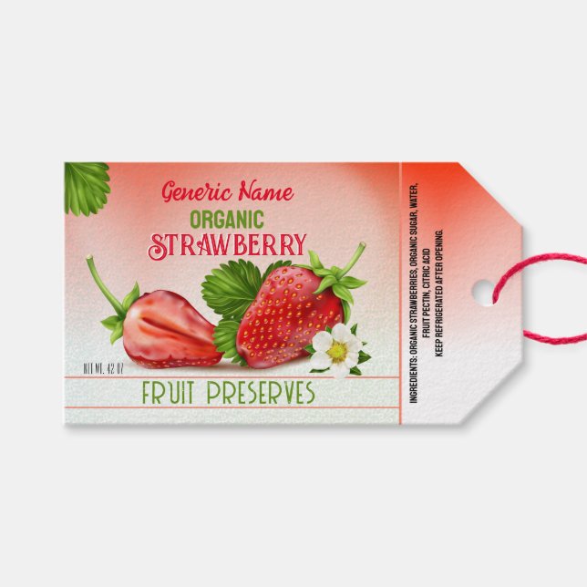 Strawberry Fruit Canning Gift Tags (Front (Horizontal))