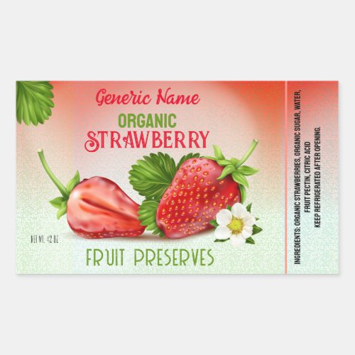 Strawberry Fruit Canning Rectangular Sticker
