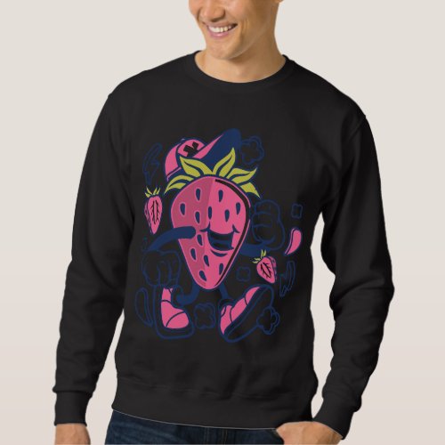 Strawberry Fruit Cartoon Character Funny Sweatshirt