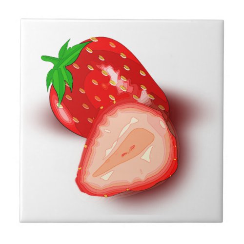 Strawberry Fruit Customizable Image Template White Ceramic Tile