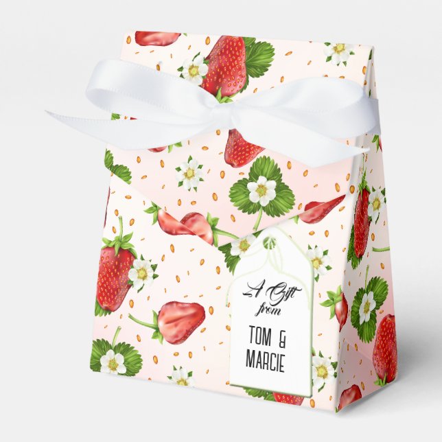 Strawberry Fruit Favor Boxes (Front Side)