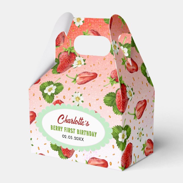 Strawberry Fruit Favor Boxes (Front Side)