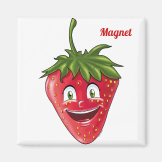 Strawberry fruit funny cartoon hand painted magnet