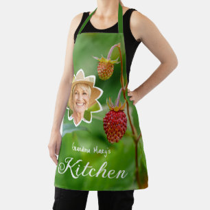 Strawberry Fruit & Grandma's Photo Custom Kitchen Apron