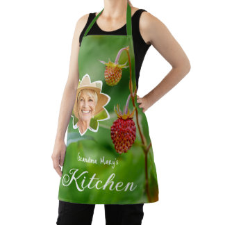 Strawberry Fruit &amp; Grandma's Photo Custom Kitchen Apron