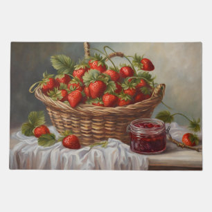Strawberry Fruit in a Basket and Strawberry Jam Doormat