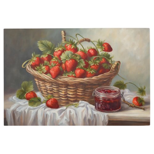 Strawberry Fruit in a Basket and Strawberry Jam  Metal Print