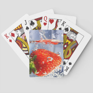 Strawberry fruit in water photography beautiful poker cards