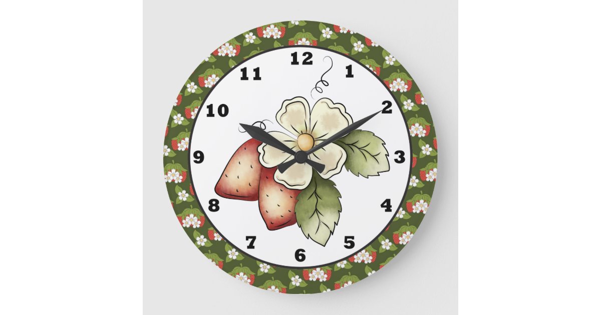Strawberry Fruit Kitchen wall clock Zazzle