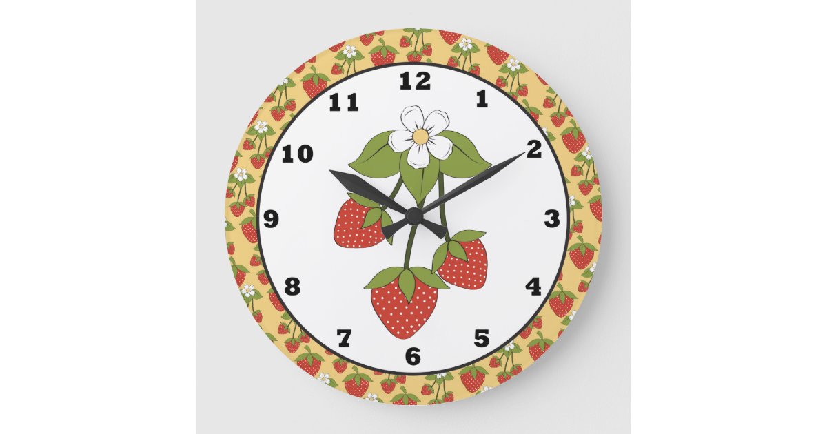 Strawberry Fruit Kitchen wall clock Zazzle