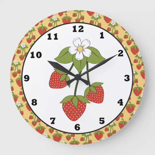 Strawberry Fruit Kitchen wall clock Zazzle