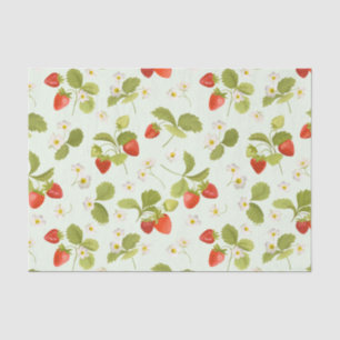 Strawberry Fruit, Leaves and Flowers Tissue Paper