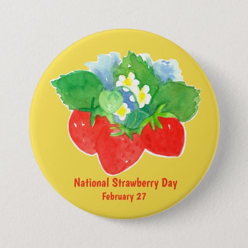 Strawberry Fruit National Holiday February 27 Button