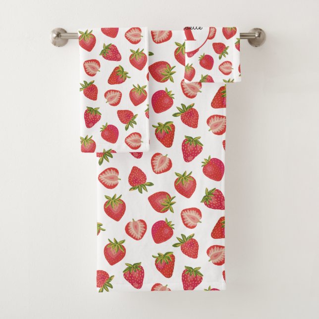 Strawberry Fruit Pattern Bath Towel Set (Insitu)