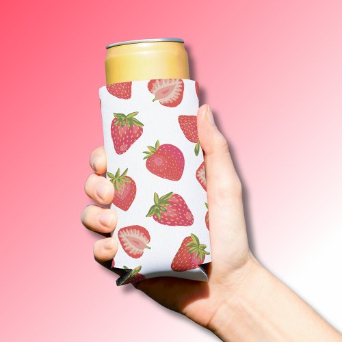 Strawberry Fruit Pattern Seltzer Can Cooler