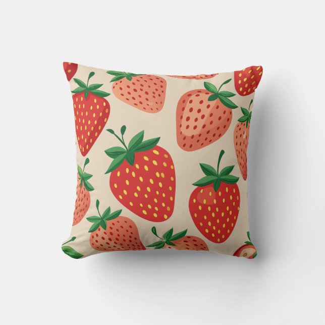 Strawberry, fruit pictures throw pillow (Front)