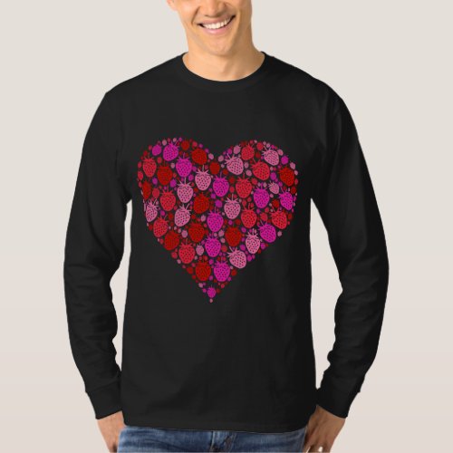 Strawberry Fruit Pink Red Heart Shape _ Valentines T_Shirt