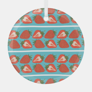 Strawberry Fruit: Seamless Repeat Pattern. Glass Ornament